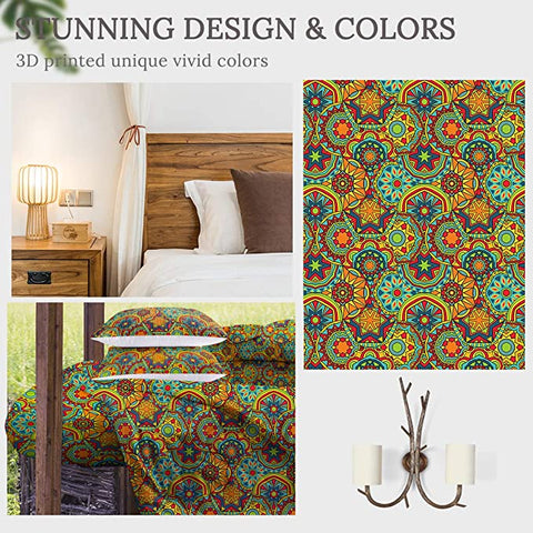 Image of 4 Pieces Stylized Mandala Wheels Warm Comforter Set - Beddingify