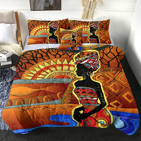 Image of 4 Pieces African Lady Comforter Set - Beddingify