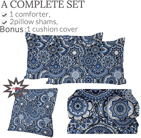 Image of 4 Pieces Stylized Mandala Wheels Cool Comforter Set - Beddingify