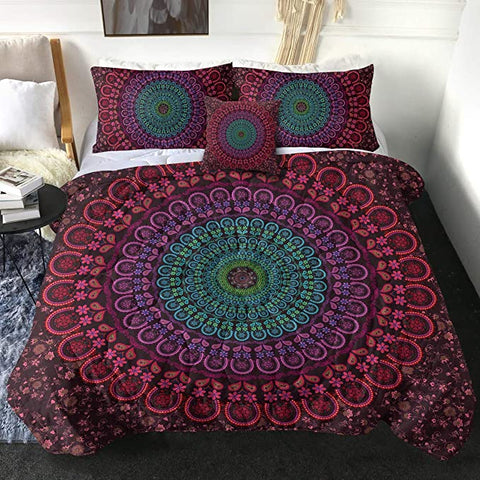 Image of 4 Pieces Spiritual Mandala Wheel Comforter Set - Beddingify