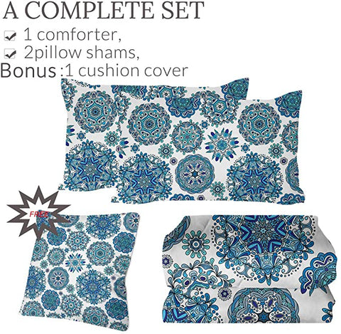 Image of 4 Pieces Mandala Protist Motif Comforter Set - Beddingify