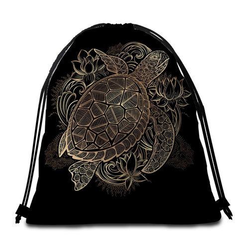 Image of The Original Sea Turtle Lotus Round Towel Set - Beddingify