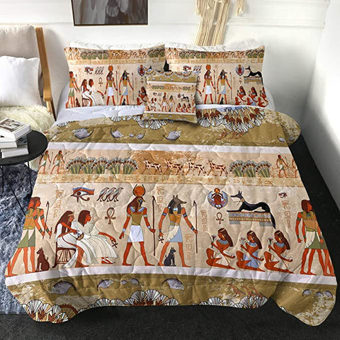 Image of 4 Pieces Egyptian Scripture Comforter Set - Beddingify