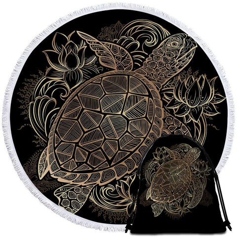 Image of The Original Sea Turtle Lotus Round Towel Set - Beddingify