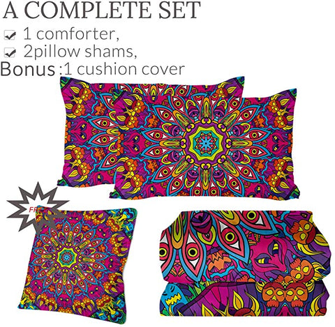 Image of 4 Pieces Hypnotizinng Concentric Mandala Comforter Set - Beddingify