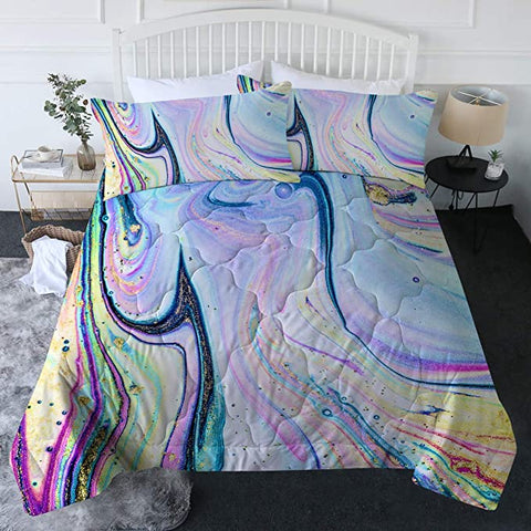 Image of 4 Pieces Abstact Flow Glitter Comforter Set - Beddingify