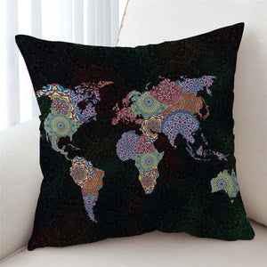 Mandala Motif World Map Cushion Cover - Beddingify