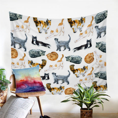 Image of Colored Cat Moments Tapestry - Beddingify