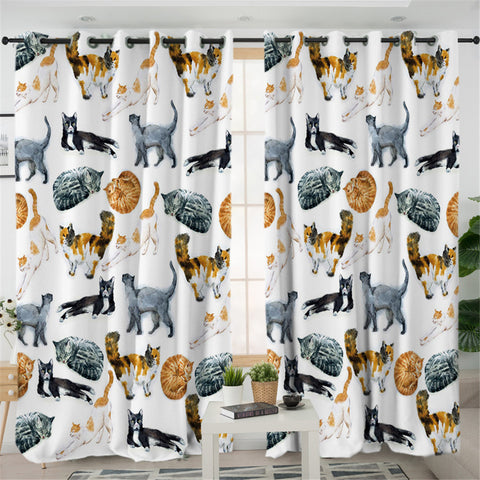Image of Cat Themed 2 Panel Curtains