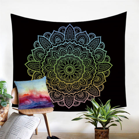 Image of Fading Rainbow Mandala Tapestry - Beddingify