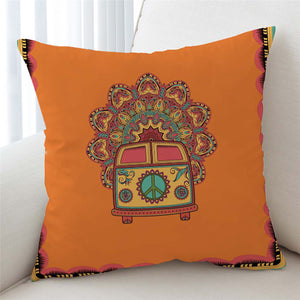 Peace Bus Mandala Motif Cushion Cover - Beddingify