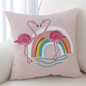 Flamingo Couple Pastel Cushion Cover - Beddingify