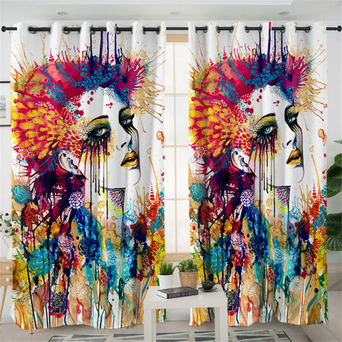 Image of Abstract Art Lady 2 Panel Curtains