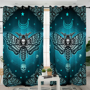 Skull Moth 2 Panel Curtains