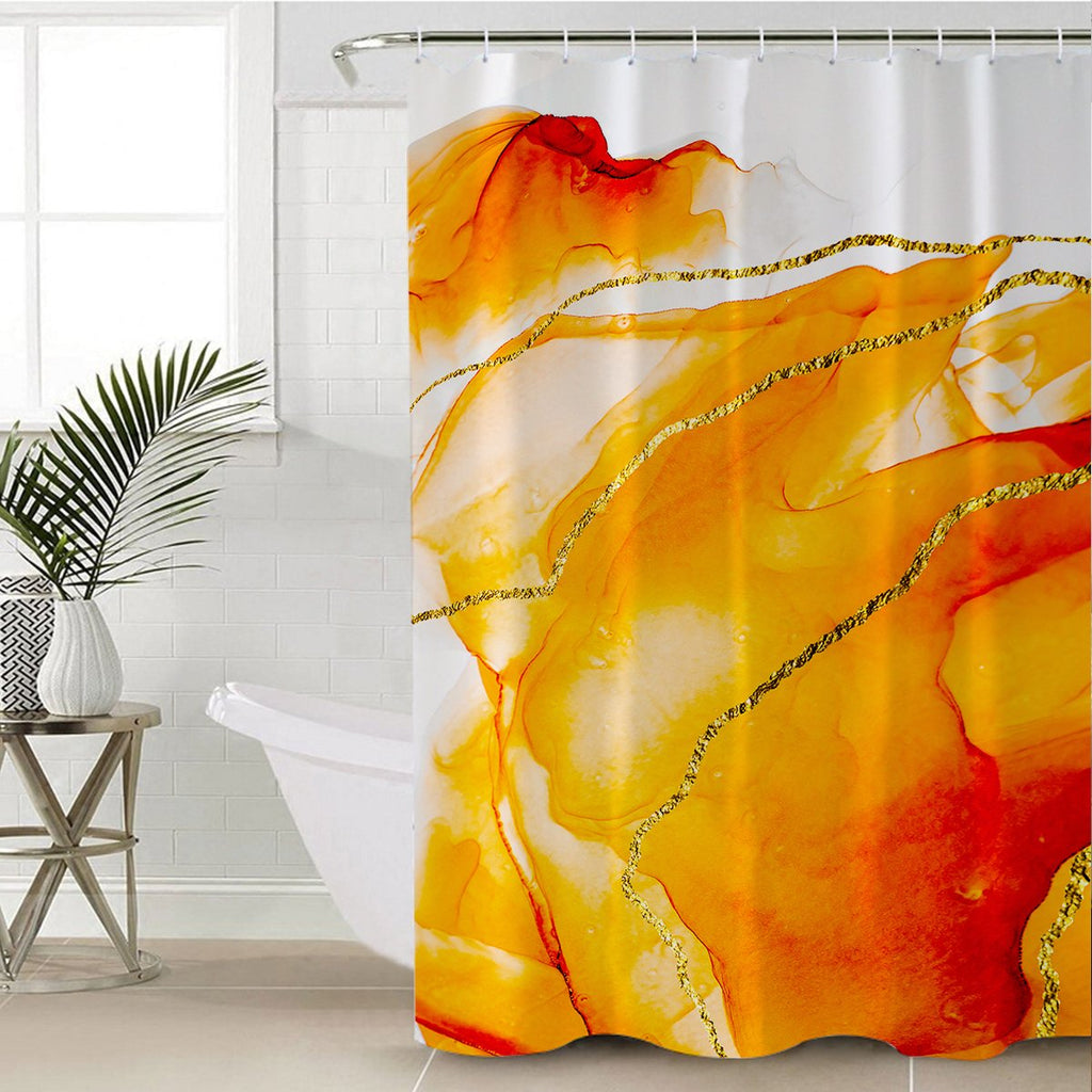 Flaming Tile Golden Springkle Shower Curtain