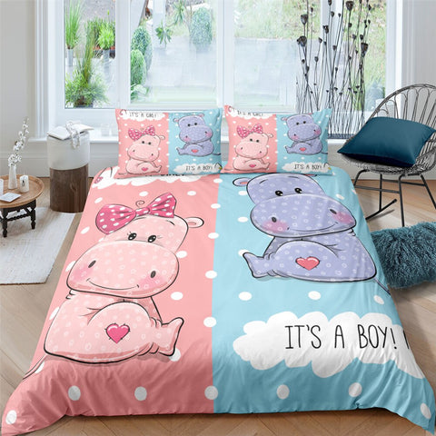 Image of Cute Hippoes Bedding Set