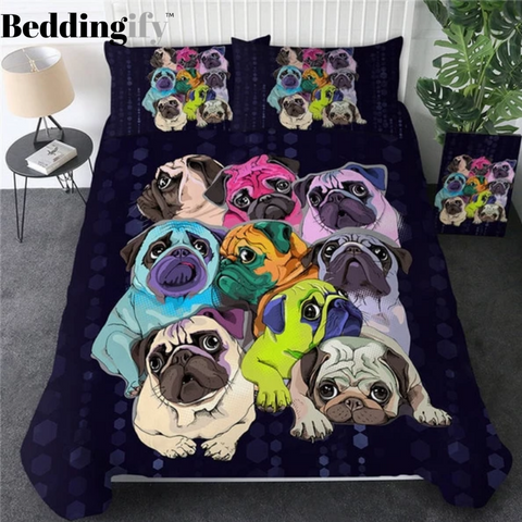 Colorful Pug Comforter Set - Beddingify