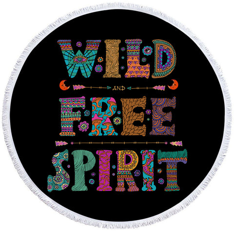 Image of Wild Free Spirit Black Round Beach Towel Set - Beddingify