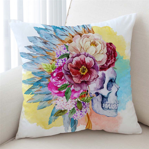 Image of War Bonnets Skull Cushion Cover - Beddingify