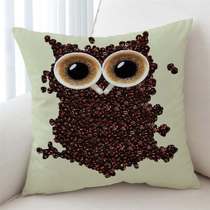 Coffee Beans Owl Cushion Cover - Beddingify