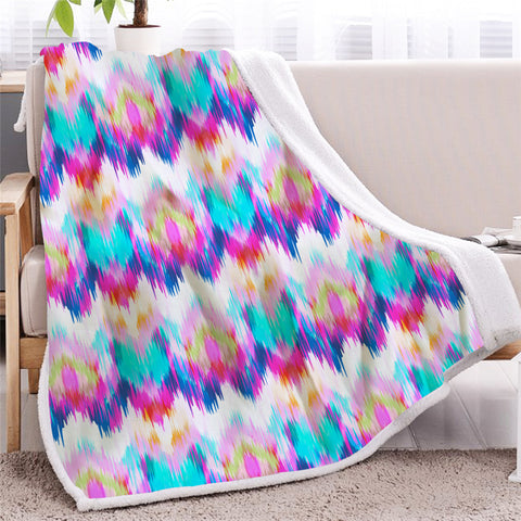 Image of Pink Blue Tie Dye Sherpa Fleece Blanket - Beddingify