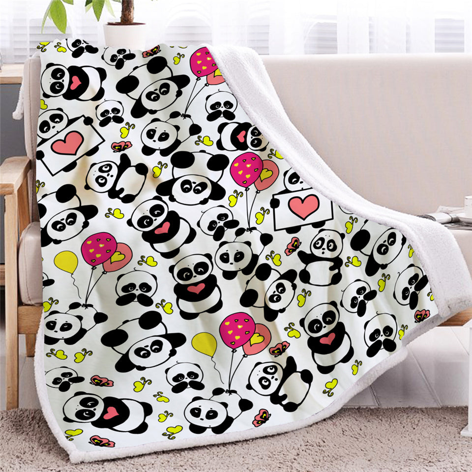 Children Panda Sherpa Fleece Blanket - Beddingify