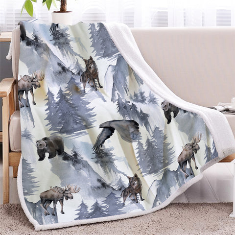 Image of Winter Animal Sherpa Fleece Blanket - Beddingify