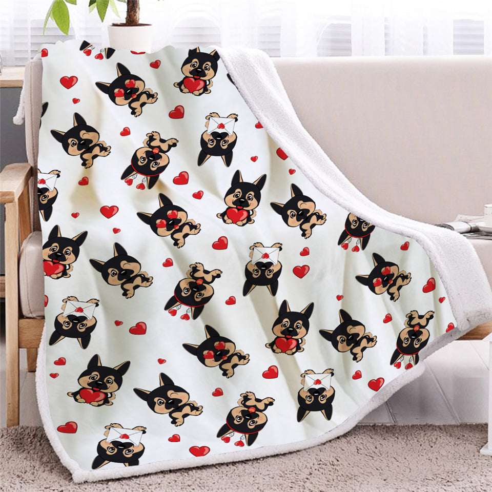 Heart Dog Themed Sherpa Fleece Blanket - Beddingify