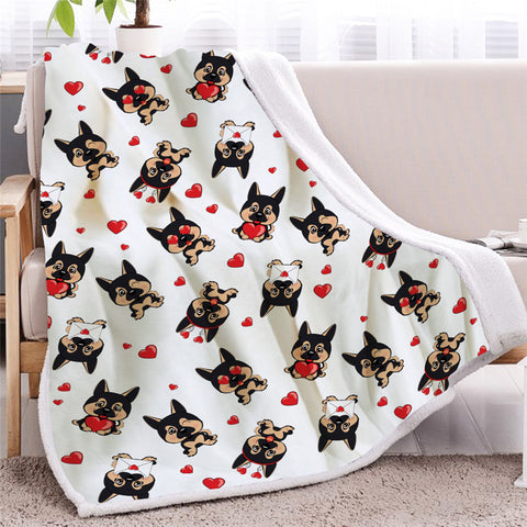 Image of Heart Dog Themed Sherpa Fleece Blanket - Beddingify