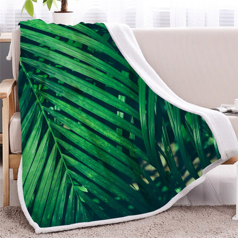 Image of Palm Leaves Sherpa Fleece Blanket - Beddingify