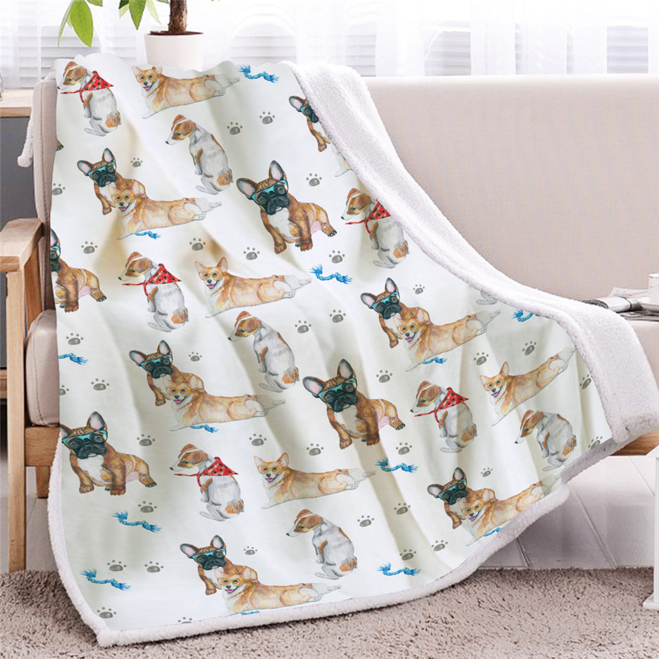 Kid Dog Themed Sherpa Fleece Blanket - Beddingify