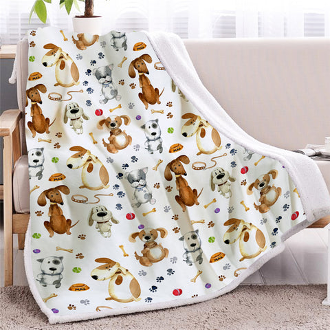 Image of Children Dog Themed Sherpa Fleece Blanket - Beddingify