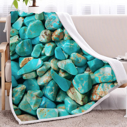 Image of Green Stones Themed Sherpa Fleece Blanket - Beddingify