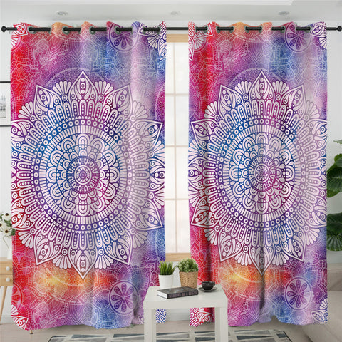 Image of Tie Dye Mandala Themed 2 Panel Curtains