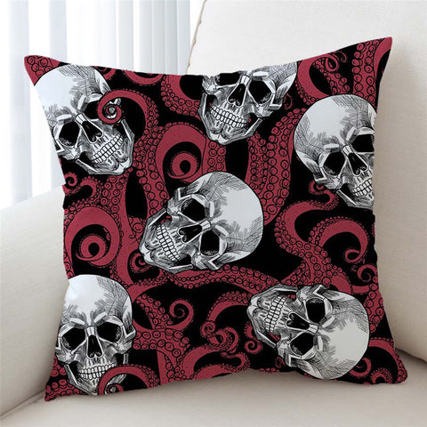 Image of Skull Patterns Tentacles Cushion Cover - Beddingify