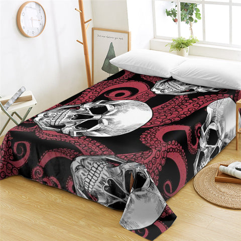 Image of Skull Patterns Tentacles Flat Sheet - Beddingify