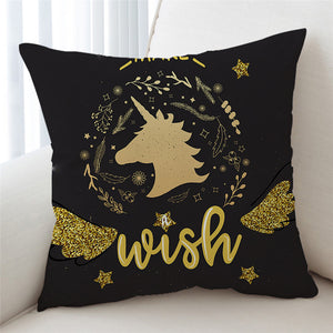 Gold Glitter Wish Unicorn Cushion Cover - Beddingify