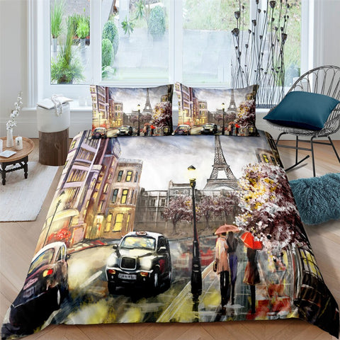 Image of Paris in the Rain Bedding Set