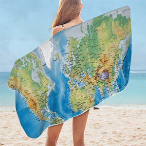 World Map Bath Towel