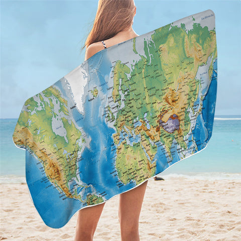 Image of World Map Bath Towel