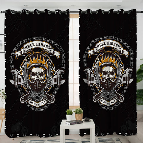 Image of Rider Skull 2 Panel Curtains