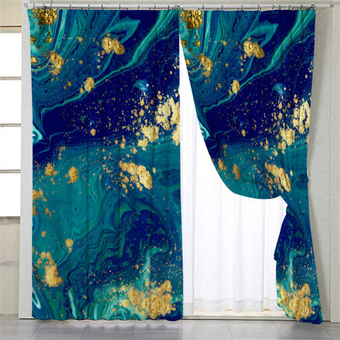 Image of Gold In Abstract Flow 2 Panel Curtains