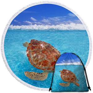 3D Turtle Round Beach Towel Set - Beddingify