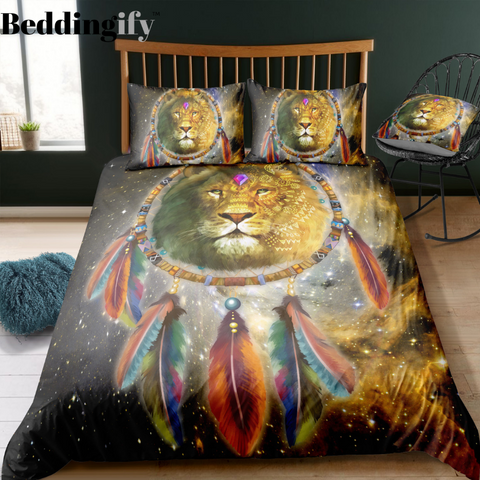 Image of Tribal Dreamcatcher Lion Bedding Set - Beddingify