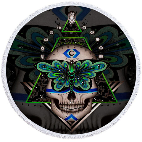 Image of Mystical Skull Round Beach Towel Set - Beddingify