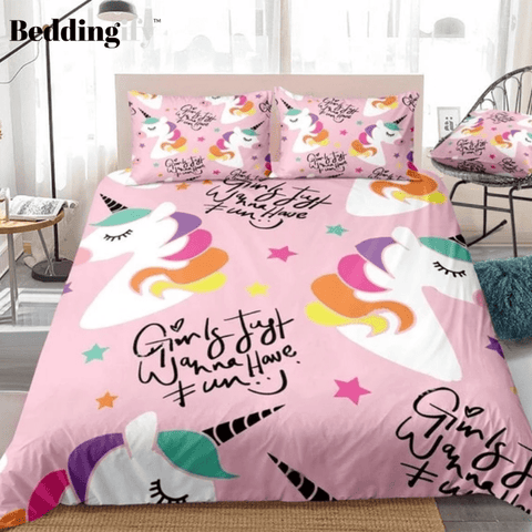 Image of Colorful Stars Unicorn Bedding Set - Beddingify