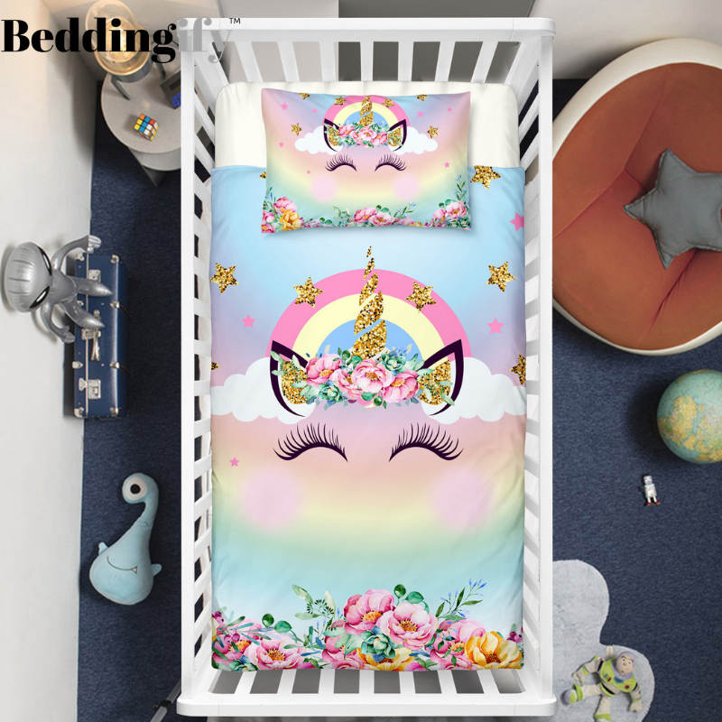 Bling Bling Unicorn Lash Crib Bedding Set - Beddingify