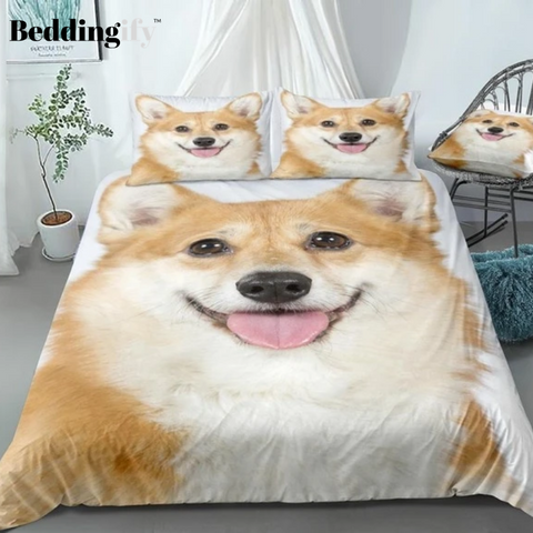 Image of Cute Yellow Corgi Dog Bedding Set - Beddingify