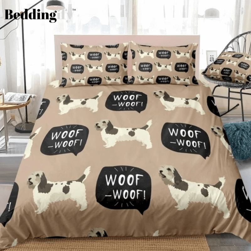 Cartoon Braque Dog Brown Bedding Set - Beddingify