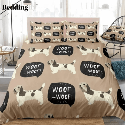 Image of Cartoon Braque Dog Brown Bedding Set - Beddingify